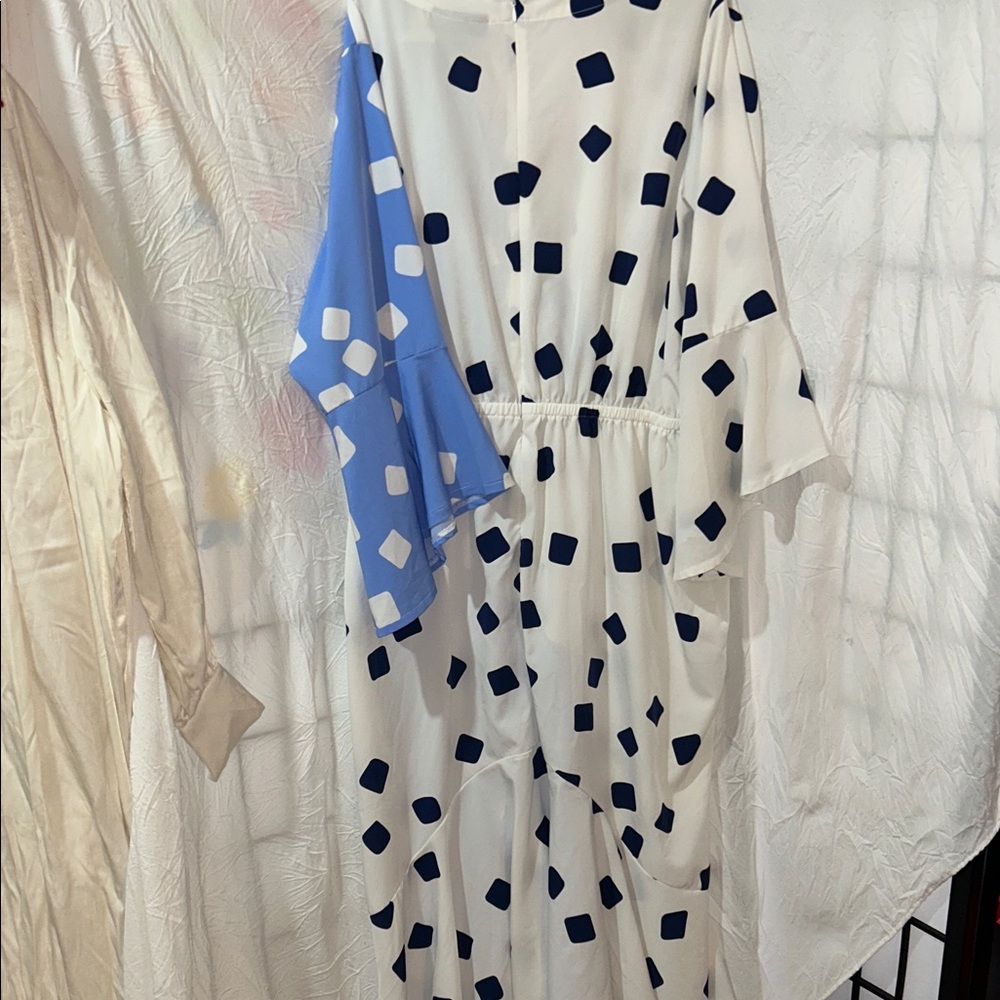 Ashley Stewart Blue & White Geometric Wrap Maxi Dress size 22/24 - Picture 10 of 10